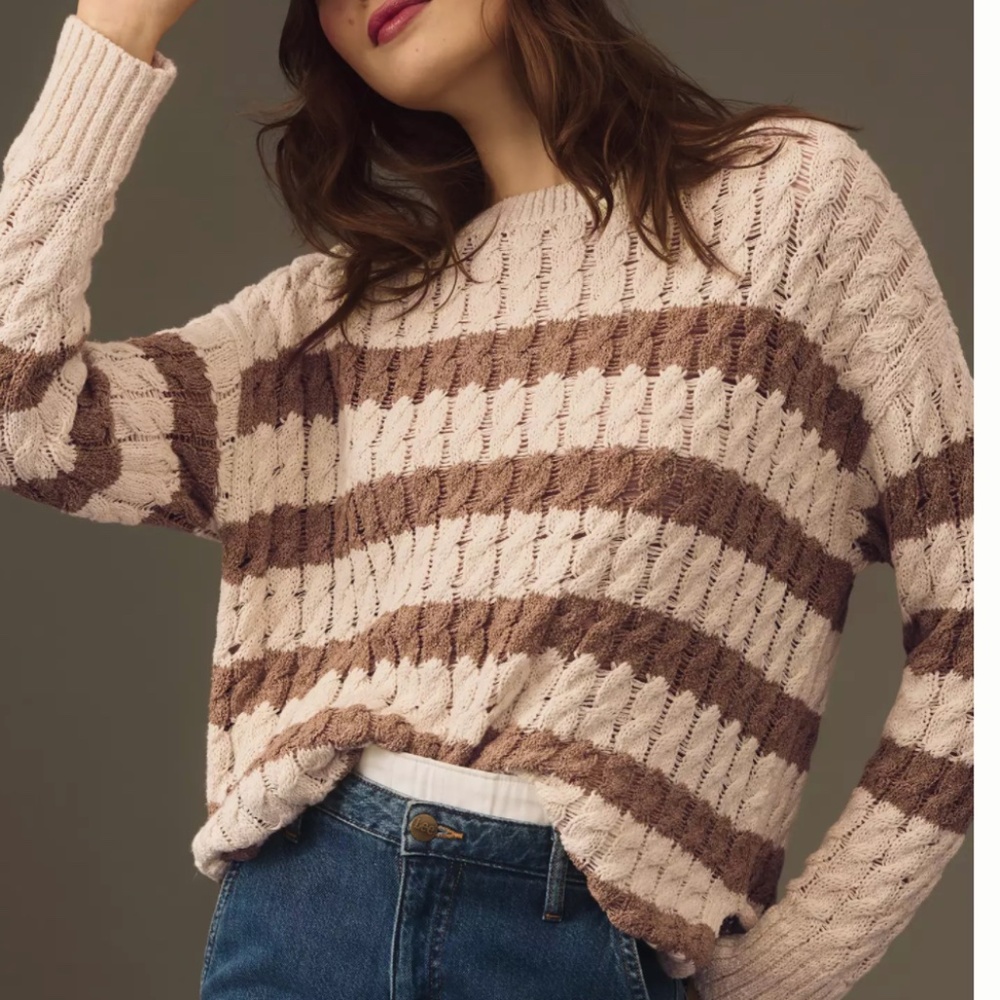 Pilcro by Anthropologie || longline stitch sweater in neutral